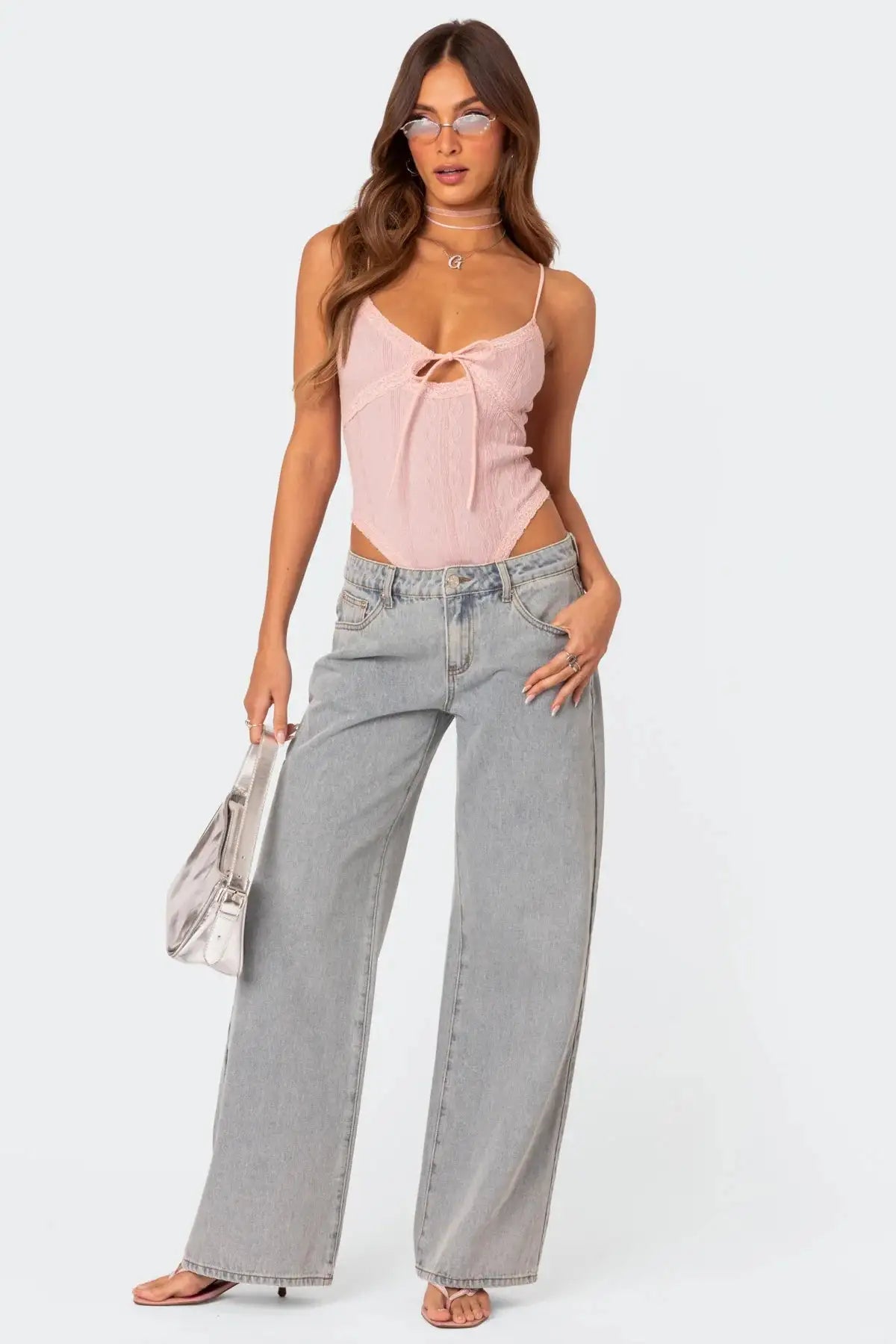 Beau | Low waist jeans met strikjes